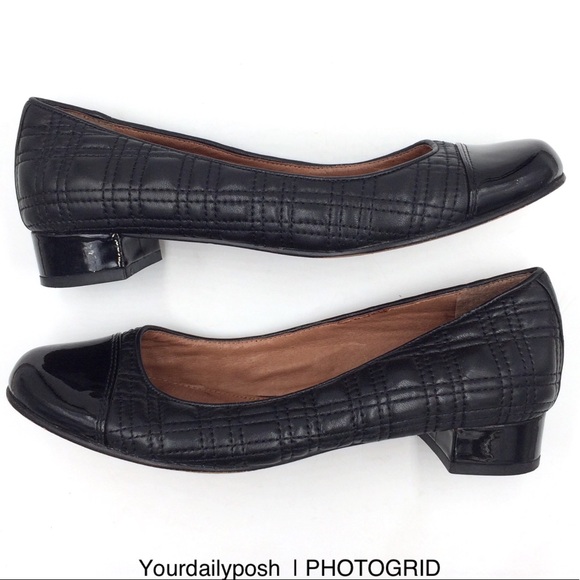 Corso Como Shoes Black Leather Quilted Block Kitten Heel Pumps 6